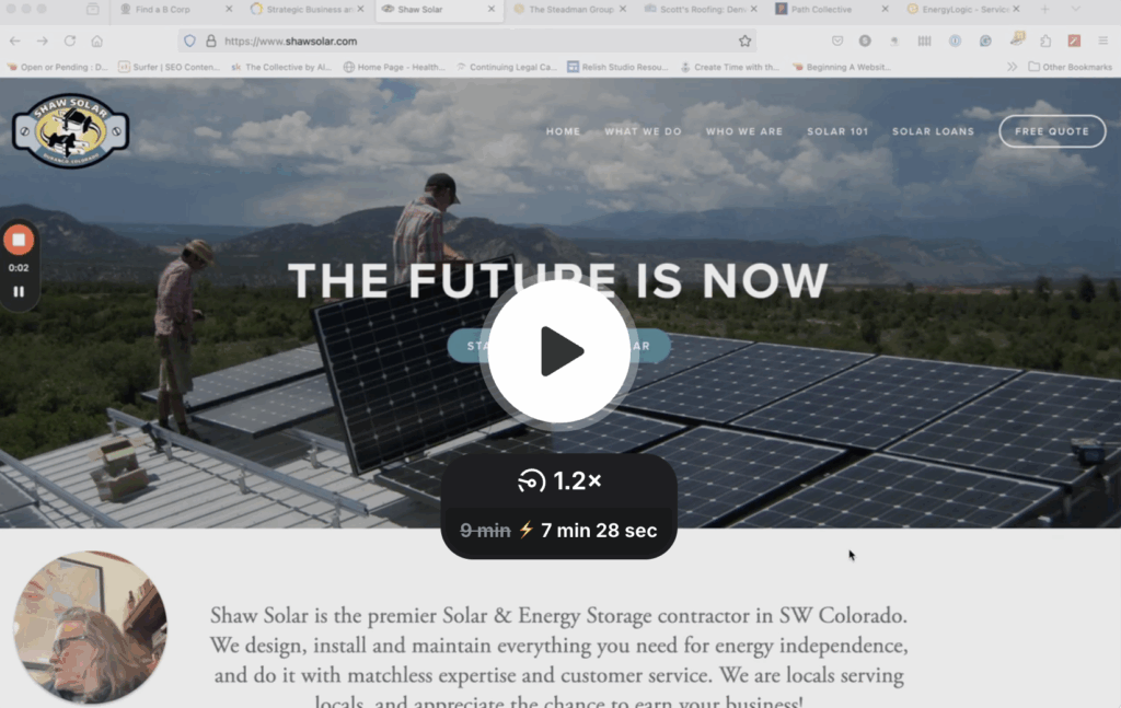 Stu showing how to get a quick review of Shaw Solar. They are a great solar company in the Durango, Colorado area.